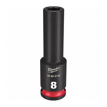 Socket Deep Impact, Steel, 8 Mm Socket, 3/8 In Drive, 3/4 In Dp Bolt Clearance, 2-9/16 In Oal