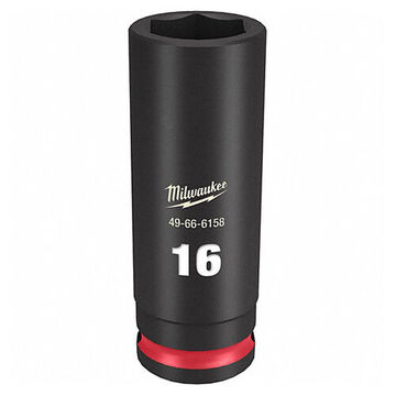 Deep Length Impact Socket, 14 mm Socket, 3/8 in Drive, 2-9/16 in lg, Forged Steel