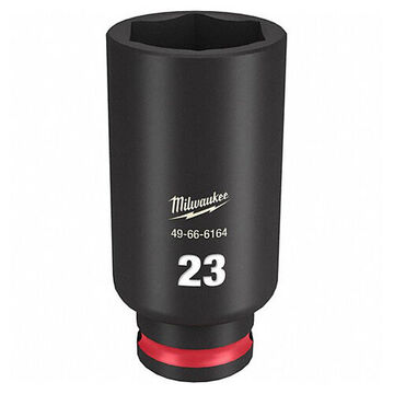 Deep Length Impact Socket, 23 mm Socket, 3/8 in Drive, 2-9/16 in lg, Forged Steel