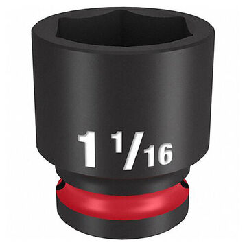 Socket Standard Length Impact, 1-1/16 In Socket, 1/2 In Drive, 1.65 In Lg, Forged Steel
