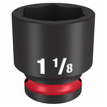 Socket Standard Length Impact, 1-1/8 In Socket, 1/2 In Drive, 1.65 In Lg, Forged Steel