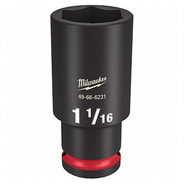 Deep Length Impact Socket, 1-1/16 in Socket, 1/2 in Drive, 3.07 in lg, Forged Steel