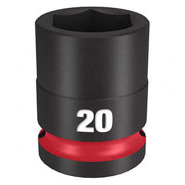 Socket Shallow Impact, Forged Steel, 20 Mm Socket, 1/2 In Drive, 1.5 In Oal