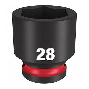 Socket Standard Impact, Steel, 28 Mm Socket, 1/2 In Drive, 7/8 In Dp Bolt Clearance, 1-21/32 In Oal