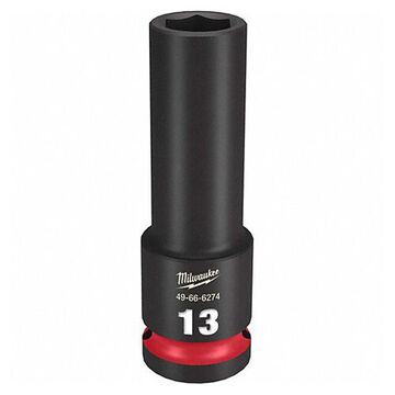 Socket Deep Length Impact, 13 Mm Socket, 1/2 In Drive, 3.07 In Lg, Forged Steel