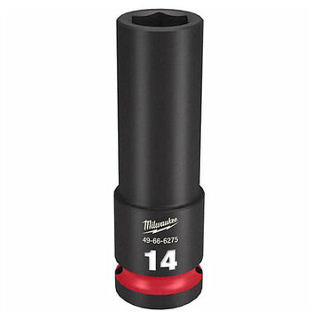 Socket Deep Length Impact, 14 Mm Socket, 1/2 In Drive, 3.07 In Lg, Forged Steel