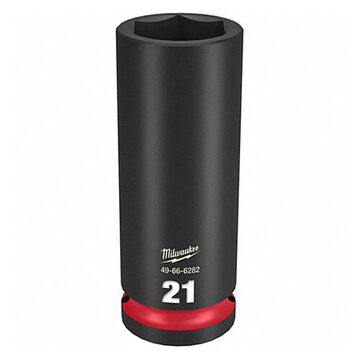 Deep Impact Socket, Steel, 21 mm Socket, 1/2 in Drive, 1-1/16 in dp Bolt Clearance, 3-5/64 in OAL