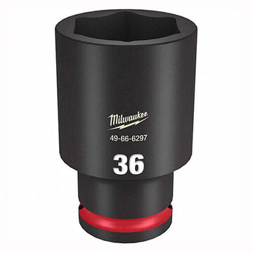 Socket Deep Impact, Steel, 36 Mm Socket, 1/2 In Drive, 1-11/16 In Dp Bolt Clearance, 3-5/64 In Oal