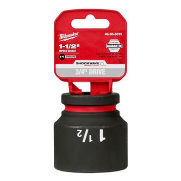 Socket Standard Impact, Steel, 1-1/2 In Socket, 3/4 In Drive, 1-5/16 In Dp Bolt Clearance, 2-15/64 In Oal