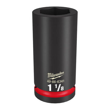 Socket Deep Impact, Steel, 1-1/8 In Socket, 3/4 In Drive, 13/16 In Dp Bolt Clearance, 3-35/64 In Oal