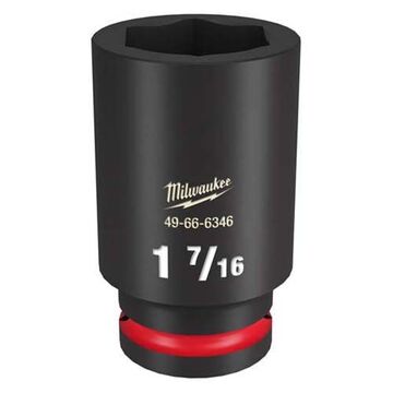 Socket Deep Impact, Steel, 1-7/16 In Socket, 3/4 In Drive, 1-1/8 In Dp Bolt Clearance, 3-35/64 In Oal