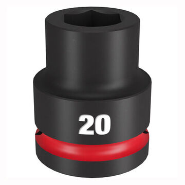 Standard Impact Socket, Steel, 20 mm Socket, 3/4 in Drive, 3/4 in dp Bolt Clearance, 2-3/32 in OAL