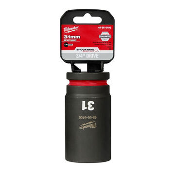 Socket Deep Impact, Steel, 31 Mm Socket, 3/4 In Drive, 1-9/16 In Dp Bolt Clearance, 3-35/64 In Oal