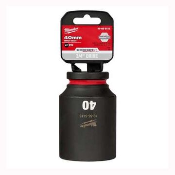 Socket Deep Impact, Steel, 40 Mm Socket, 3/4 In Drive, 1-15/16 In Dp Bolt Clearance, 3-35/64 In Oal