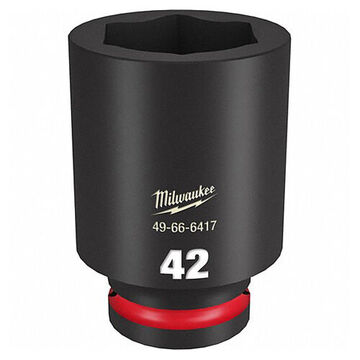 Deep Length Impact Socket, 42 mm Socket, 3/4 in Drive, 2.48 in lg, Forged Steel