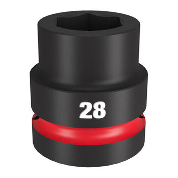 Standard Impact Socket, Steel, 28 mm Socket, 1 in Drive, 7/8 in dp Bolt Clearance, 2-9/32 in OAL