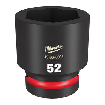 Socket Standard Impact, Steel, 52 Mm Socket, 1 In Drive, 1-9/16 In Dp Bolt Clearance, 2-61/64 In Oal