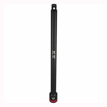 Extension Impact Standard Socket, Steel, 3/8 In Impact, Square Drive, 10 In Oal, Black Phosphate