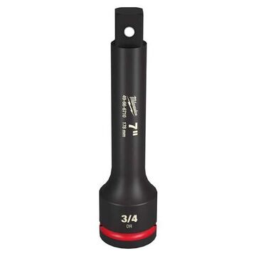 Extension Impact Standard Socket, Steel, 3/4 In Impact, Square Drive, 7 In Oal, Black Phosphate