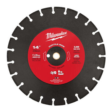 Circular Saw Blade, 14 in dia, 0.787 in thk, 1 in Abor, 5460 rpm Speed, Carbide Cutting Edge