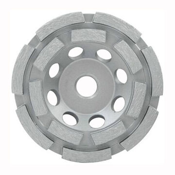 Wheel Diamond Cup, 4 In Dia, 5/8 In-11 Arbor, 15000 Rpm Speed, Concrete, Masonry, Stone Aggregates, Double Row