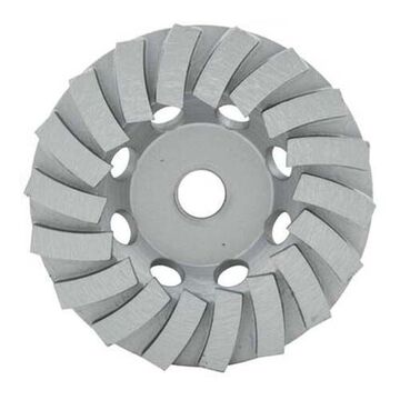 Diamond Segmented-Turbo Cup Wheel, 4 in dia, 5/8 in-11 Arbor, 15000 rpm Speed, Concrete, Masonry, Stone Aggregates