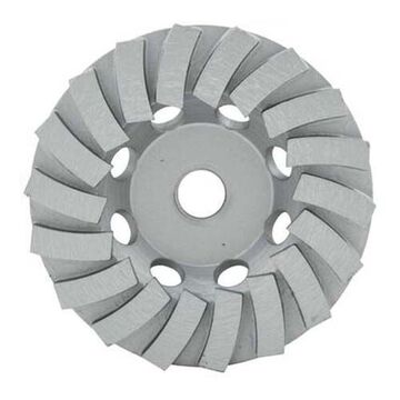Wheel Diamond Segmented-turbo Cup, 4 In Dia, 5/8 In-11 Arbor, 15000 Rpm Speed, Concrete, Masonry, Stone Aggregates