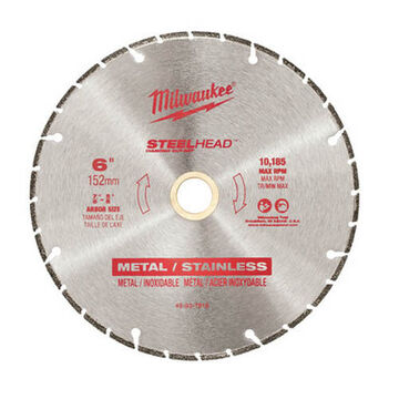 Diamond Circular Saw Blade, 6 in Dia, Steel