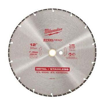 Cutting Segmented Blade, 1 in Arbor/Shank, 12 in Dia Blade, Dry/Wet Cutting Condition