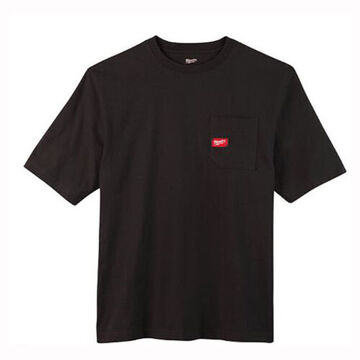 Heavy-Duty Round Neck Short Sleeve T-Shirt, Cotton/Polyester, X-Large, 44 to 46 in Chest, Black