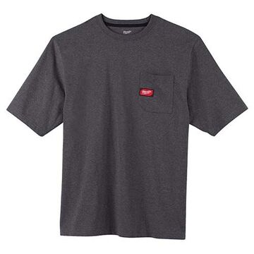 T-shirt à manches courtes et col rond très résistant, coton/polyester, petit, 38 à 40 pouce de poitrine, gris