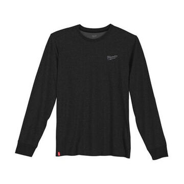 Long Sleeve, Wrinkle-Resist T-Shirt, Medium, 38 to 40 in Chest, Unisex, Cotton/Polyester