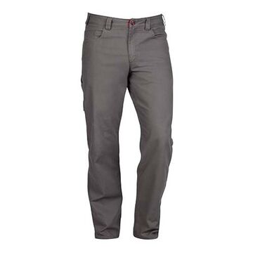 Pantalon de travail flexible robuste, coton/polyester, homme, gris, taille 30 pouce, bouton, fermeture à glissière YKK, déchirure, résistance à l'abrasion
