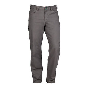 Heavy-Duty Flex Work Pant, Cotton/Polyester, Men, Gray, Waist 38 in, Button, YKK Zipper Closure, Tear, Abrasion Resist