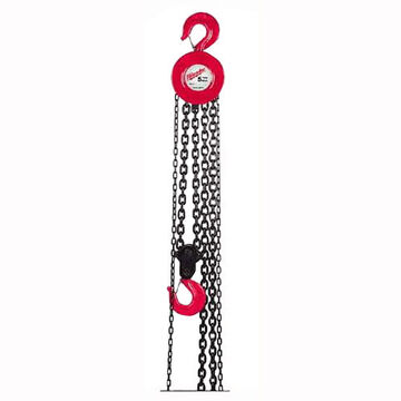 Handheld Chain Hoist, Chain Steel, Manual Break, 8 ft Lifting Height, 3 ton Load Capacity, 65 lb Pull to Lift Rated Load, Red