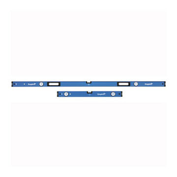 Ensemble de niveau de boîte, aluminium, longueur de 32 à 78 pouce, 3 vail, (1) niveau, (2) position de vail d'aplomb, flacon en acrylique, bleu