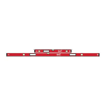 Level Jamb Set Magnetic Box, Aluminum, Acrylic Vial, 2.39 In Wd, 78 In, 32 In Lg, 2.39 In Ht, 0.0005 In Accuracy, Red