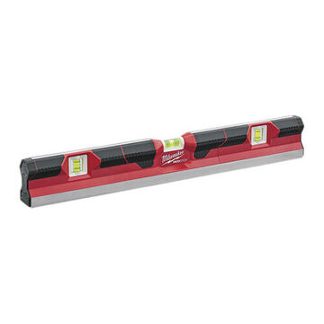 Non-Magnetic Concrete Level, Aluminum Frame, Acrylic Vial, 2 in wd, 24 in lg, 0.029 in Accuracy, Red