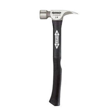 Hybrid Handle Hammer, Smooth Face Type, Head Weight: 14 oz, Titanium, 16 in OAL, Curved Handle