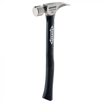 Hybrid Handle Hammer, Milled Face Type, Head Weight: 16 oz, Titanium, 18 in OAL, Curved Handle