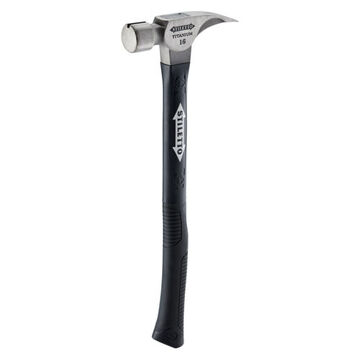 Hammer Hybrid Handle, Smooth Face Type, Head Weight: 16 Oz, Titanium, 18 In Oal, Curved Handle