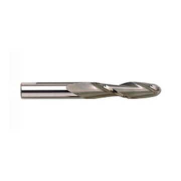 Ball Extra Long End Mill, High Speed Steel, Ticn Coated, 2-Flute, 1/2 in Shank, 7/16 in dia x 4-3/4 in lg, 1/Pack