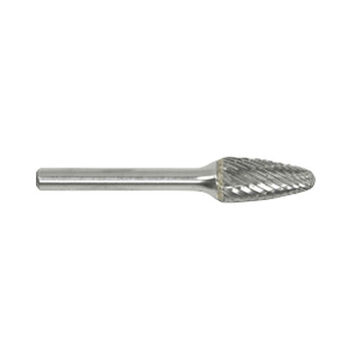 Double Cut Carbide Burr, Solid Carbide, SF-3 Style, Tree with Radius End, 1/4 in Shank, 3/8 in dia x 3/4 in lg, 1/Pack
