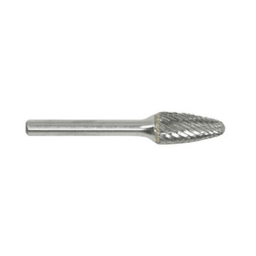 Carbide Burr, Carbide, Cylinder, 1/4 in Shank, 1/4 in dia x 3/4 in lg, 1/Pack