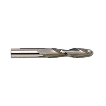 Ball Long End Mill, Solid Carbide, Tialn Coated, 2-Flute, 1/4 in Shank, 1/4 in dia x 3 in lg, 1/Pack