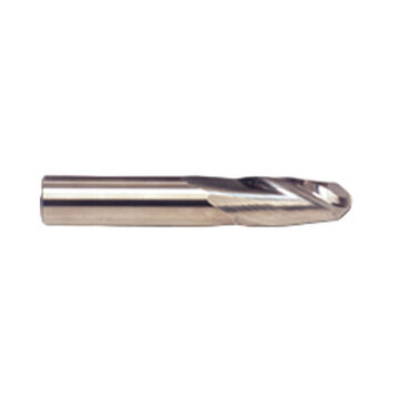 Ball End Mill, Solid Carbide, Tin Coated, 2-Flute, 1/2 in Shank, 1/2 in dia x 3 in lg, 1/Pack