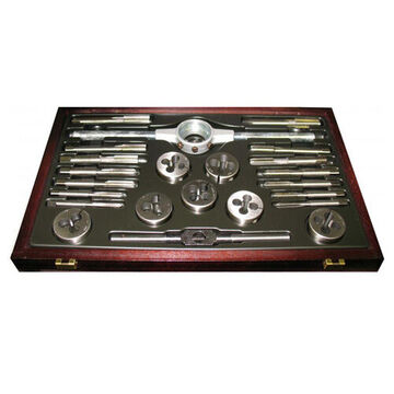 Hand Tap and Die Set, High Speed Steel, 1/4 in, 5/16 in, 3/8 in, 7/16 in, 1/2 in BSF Tap, 1/4 in, 5/16 in, 3/8 in, 7/16 in, 1/2 in BSF Die
