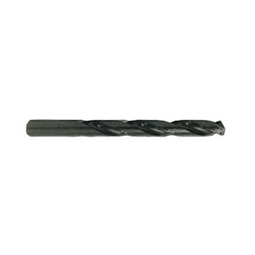 Hyper Short Jobber Drill, High Speed Steel, Black Oxide, V Size, 118 deg, 0.377 in dia x 5 in lg, 6/Pack