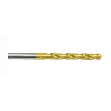 Jobber Drill, High Speed Steel, Tin Coated, T Size, 118 deg, 0.358 in dia x 4-7/8 in lg, 5/Pack