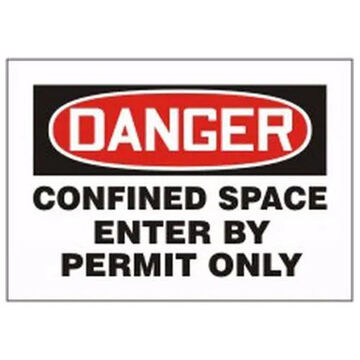 Danger Sign, 7 in ht, 10 in wd, Black on Red/White, Magnetic Vinyl, Surface Mount